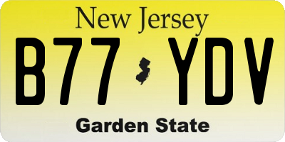 NJ license plate B77YDV