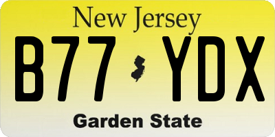 NJ license plate B77YDX