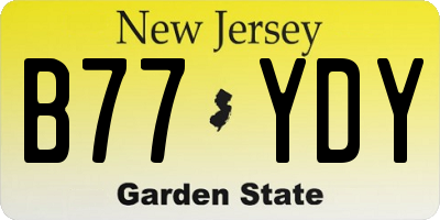 NJ license plate B77YDY