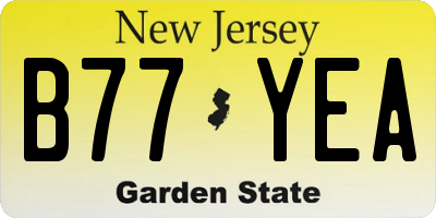NJ license plate B77YEA