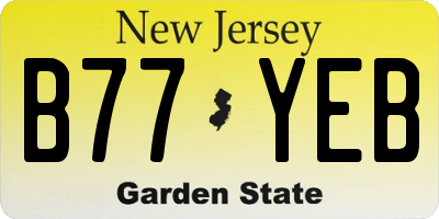 NJ license plate B77YEB