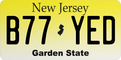 NJ license plate B77YED