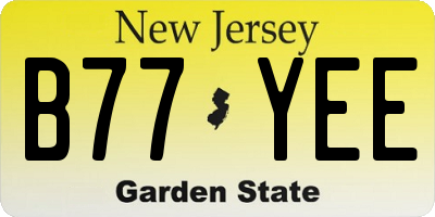 NJ license plate B77YEE