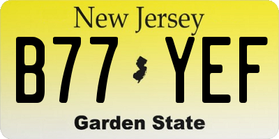 NJ license plate B77YEF
