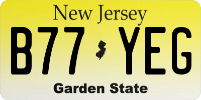 NJ license plate B77YEG