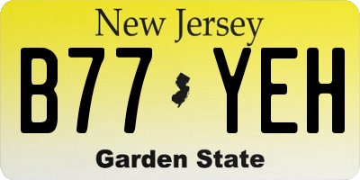 NJ license plate B77YEH