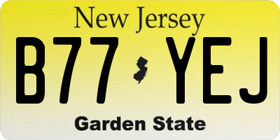 NJ license plate B77YEJ