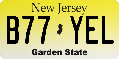 NJ license plate B77YEL