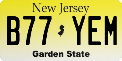 NJ license plate B77YEM