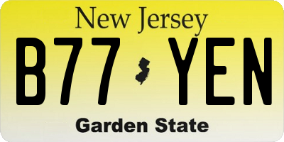 NJ license plate B77YEN