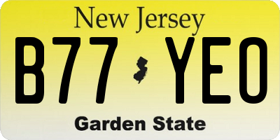 NJ license plate B77YEO