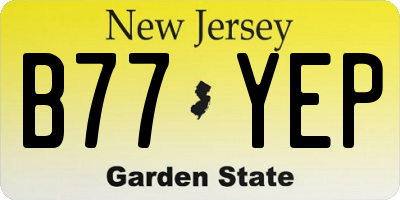 NJ license plate B77YEP