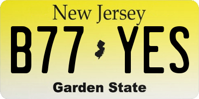 NJ license plate B77YES