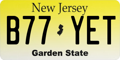 NJ license plate B77YET