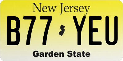 NJ license plate B77YEU