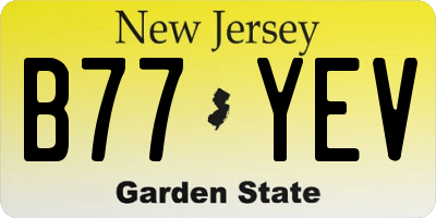 NJ license plate B77YEV