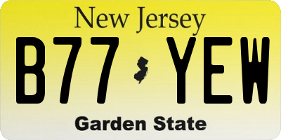 NJ license plate B77YEW