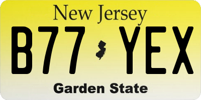 NJ license plate B77YEX
