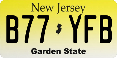 NJ license plate B77YFB