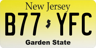 NJ license plate B77YFC