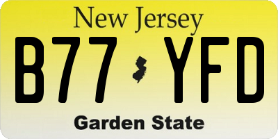 NJ license plate B77YFD