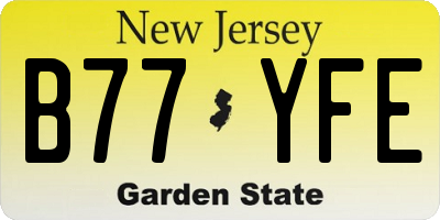 NJ license plate B77YFE