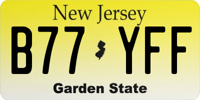 NJ license plate B77YFF
