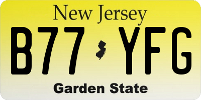 NJ license plate B77YFG