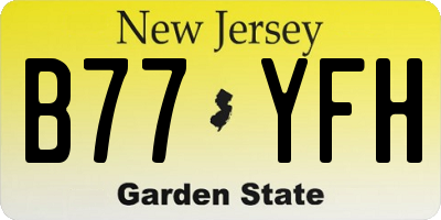 NJ license plate B77YFH