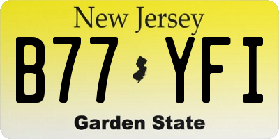 NJ license plate B77YFI