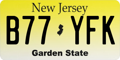 NJ license plate B77YFK