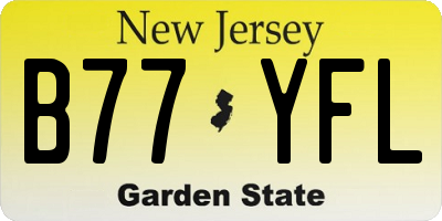 NJ license plate B77YFL