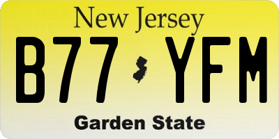 NJ license plate B77YFM
