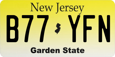 NJ license plate B77YFN