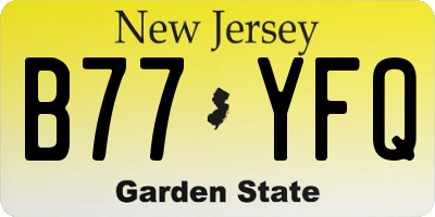NJ license plate B77YFQ