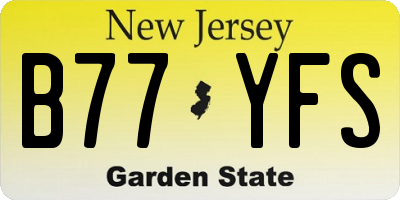 NJ license plate B77YFS