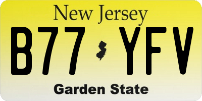 NJ license plate B77YFV