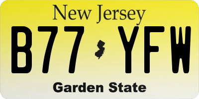 NJ license plate B77YFW