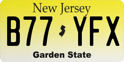 NJ license plate B77YFX
