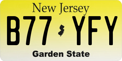 NJ license plate B77YFY