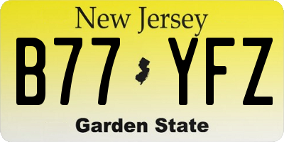 NJ license plate B77YFZ