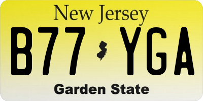 NJ license plate B77YGA