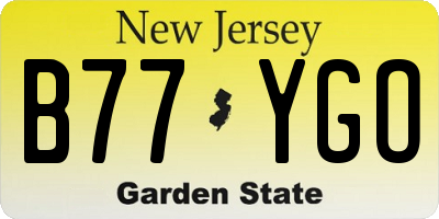 NJ license plate B77YGO