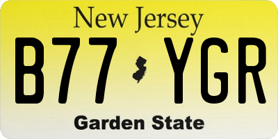 NJ license plate B77YGR