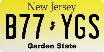 NJ license plate B77YGS