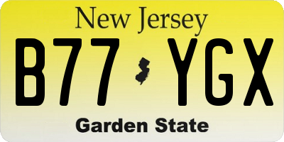 NJ license plate B77YGX