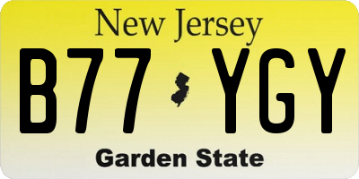 NJ license plate B77YGY