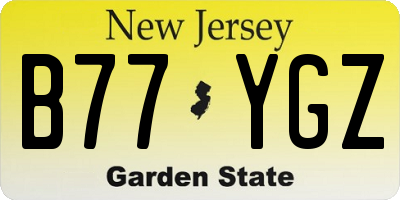 NJ license plate B77YGZ