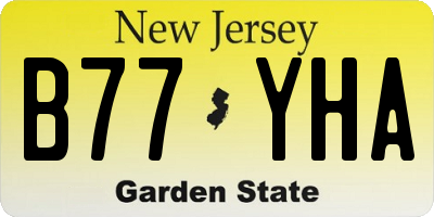 NJ license plate B77YHA