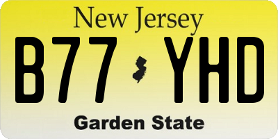NJ license plate B77YHD